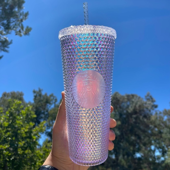Dining Nwt Starbucks White Unicorn Bling Studded Cold Cup Tumbler